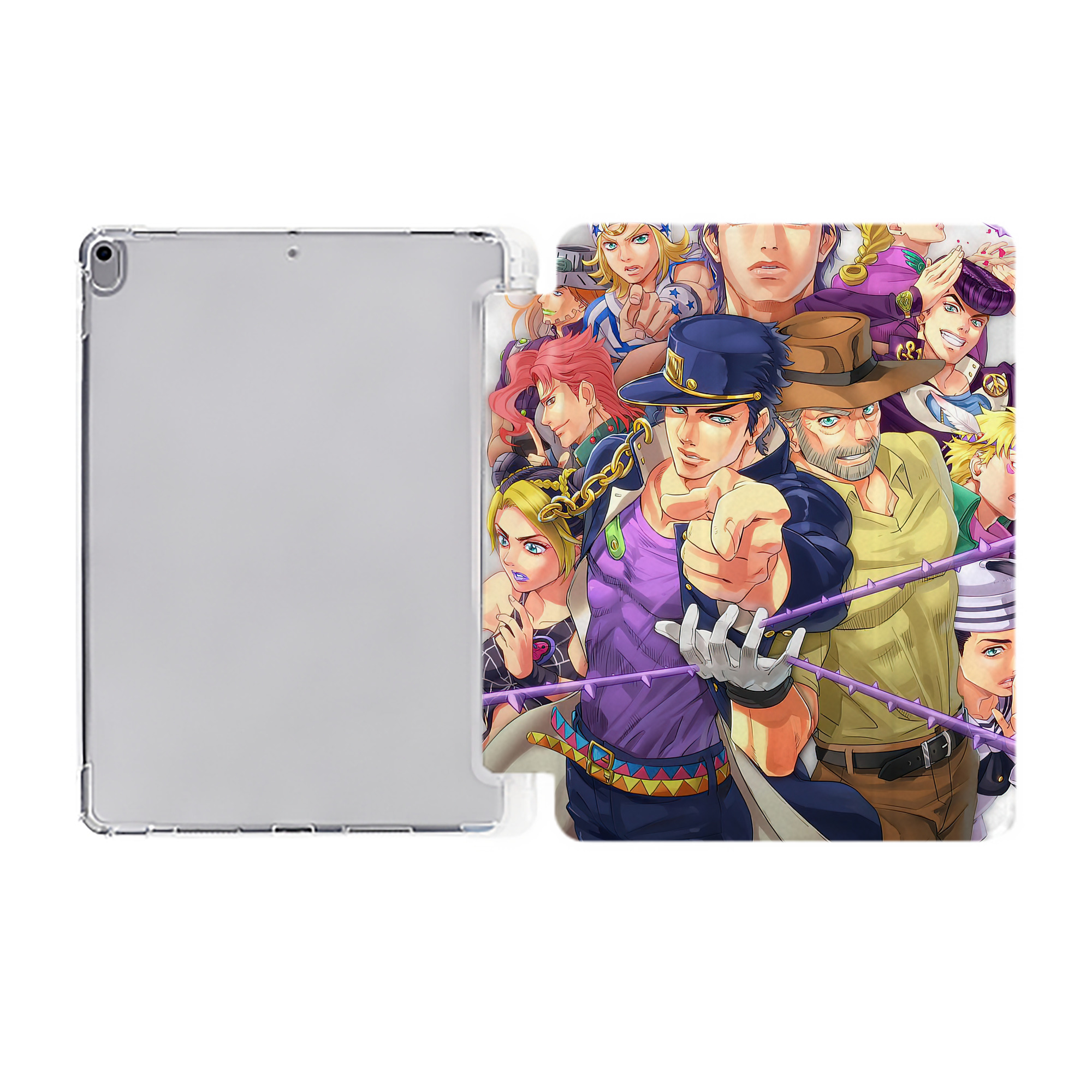 （画像用） ジョジョの奇妙な冒険 JoJo's Bizarre Adventure IPad ケース ペン収納付き 三つ折りスタンド PUレザー×シリコン 対応機種9.5/10.5/10.9インチ